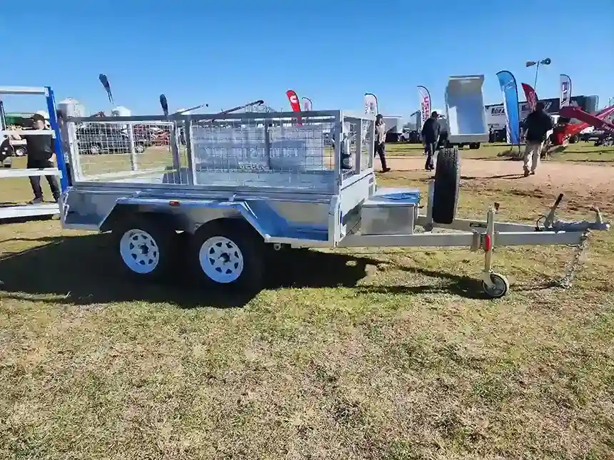 galvanized cage trailer display