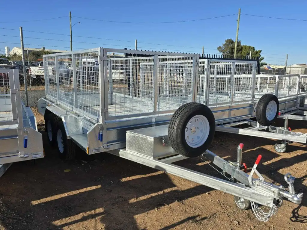rows of galvanized steel trailers