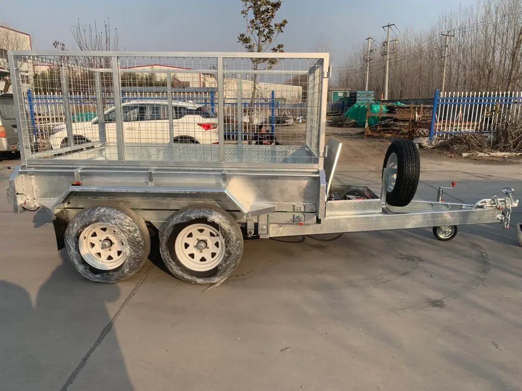 galvanized metal dual-axle trailer